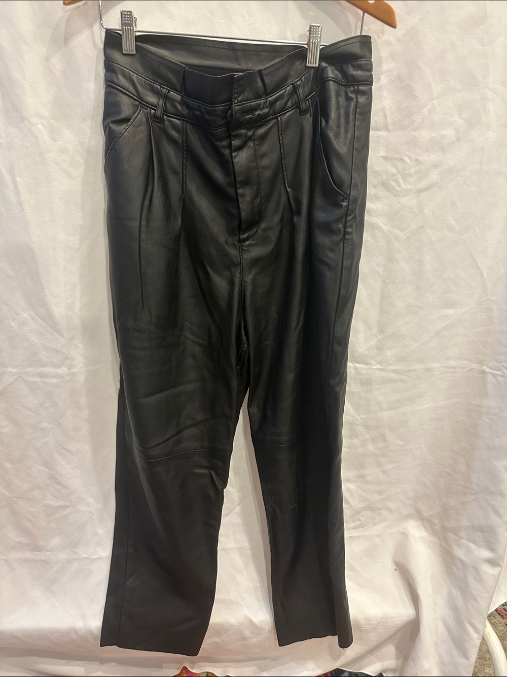Women’s Free People Black Faux Leather Pants, size 8